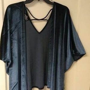 Angie blue velour kimono